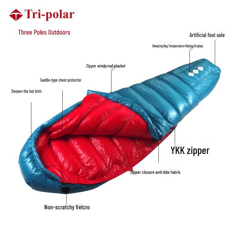 Tri-polar Mummy Warm Camping Sleeping Bag