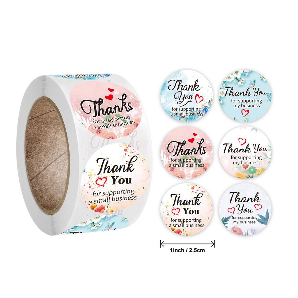 Около 500 шт. этикетки ручной работы в рулоне с цветами, наклейки «спасибо», скрапбукинг для украшения подарка, канцелярские наклейки, наклейка с печатью, этикетка