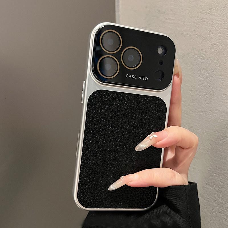 Чехол для iPhone 17 Pro Max с текстурой личи, полное покрытие и защита от падений