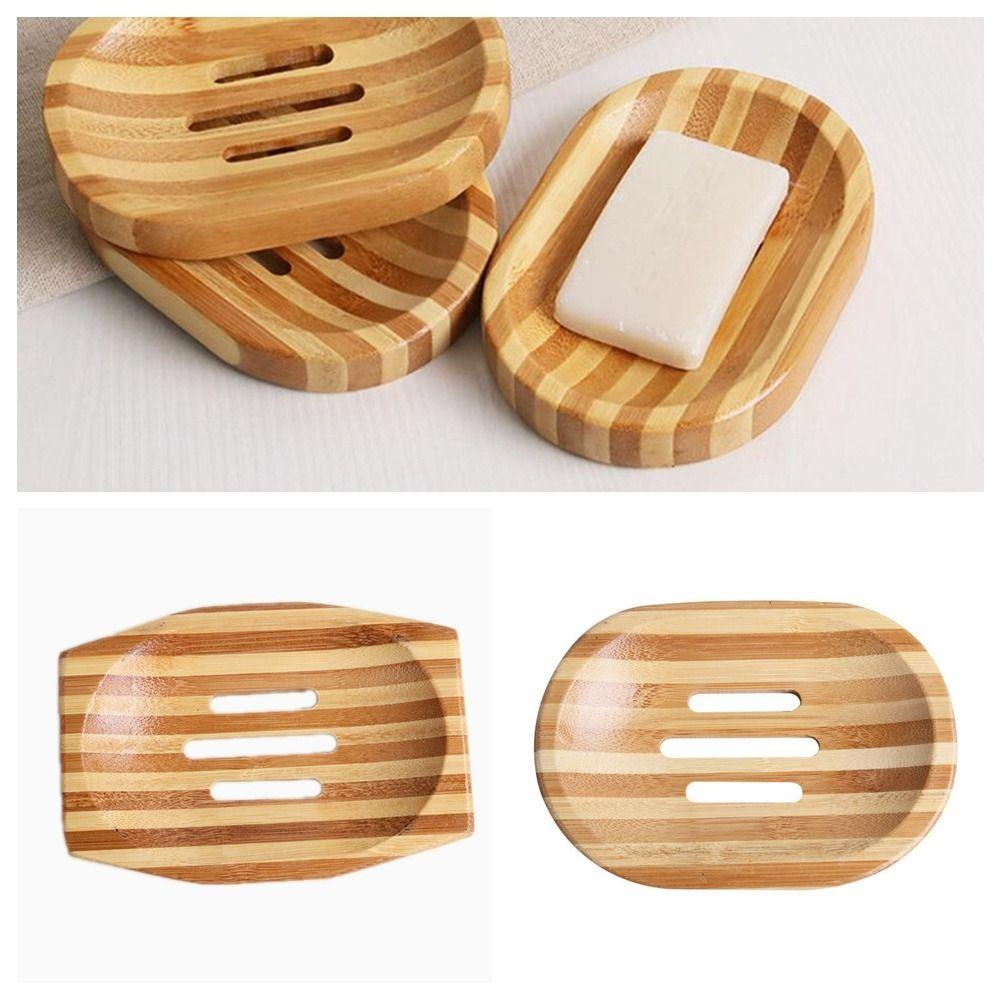 Square Drainer Bamboo Soap Holder Durable Soap Tray Home