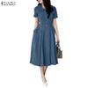 Women Casual Doll Collar Summer Short Sleeve Dress