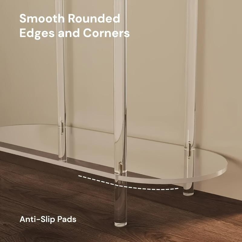 Acrylic Oval Side Table, 2-Layer Bedside Table, Perfect for Storage in Living Room, Bedroom and Bathroom