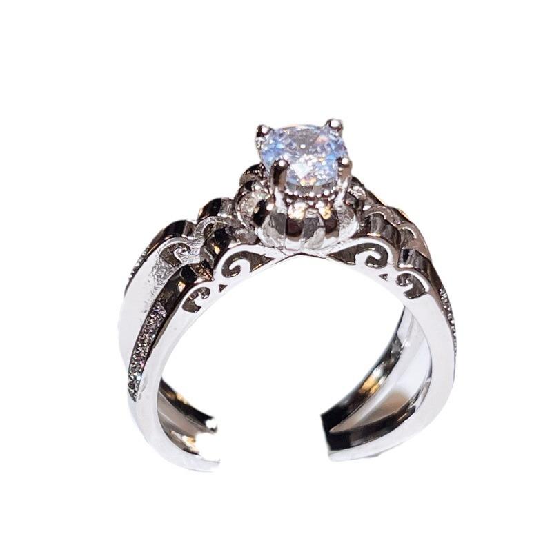 Кольцо-корона из платины с бриллиантовым покрытием в виде переплетенного цветочного бутона для женщин, помолвочное кольцо для свадьбы