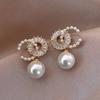 Light Luxury Double C Pearl Earrings for Women with Niche Design Earrings New Trendy