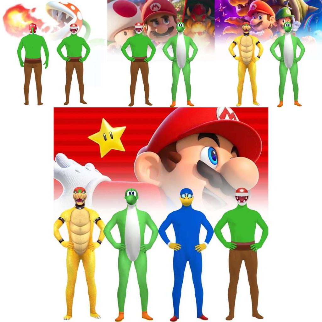 Colorful Long Sleeve Super Mario Jumpsuit 3d Printed Cosplay Outfit For Halloween Fun