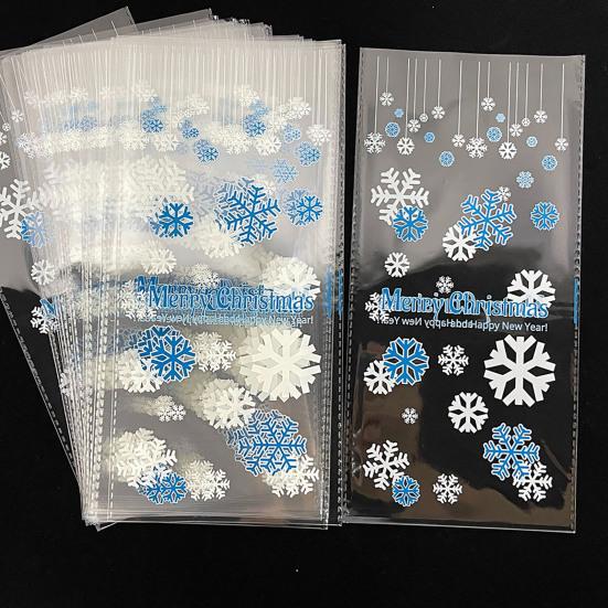 50 шт. Рождественские пакеты для выпечки, прозрачные, с мультяшной печатью, для упаковки печенья, с рождественским принтом, пакеты для хлеба для пекарни