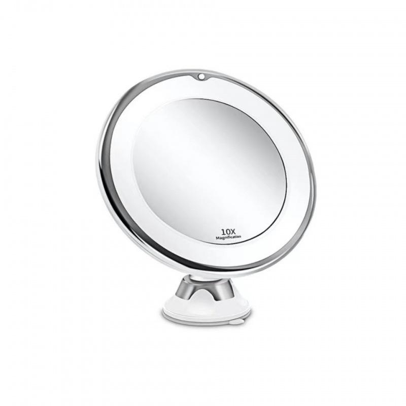 Upgraded 10X Magnifying LED Makeup Mirror with Three-Color Fill Light & USB Touch Switch