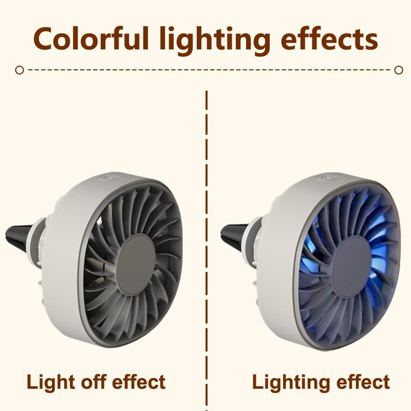 Автомобильный вентилятор USB Автомобильный вентилятор для обдува воздуховода Регулировка Мощный охладитель с подсветкой Вентилятор с 3 скоростями Охлаждение заднего сиденья автомобиля для отвода тепла