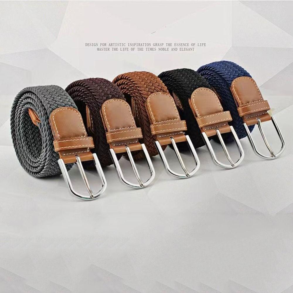 Adjustable Stretch Woven Belt Multicolored Men's Waistband Casual Elastic Braided Belt  Women