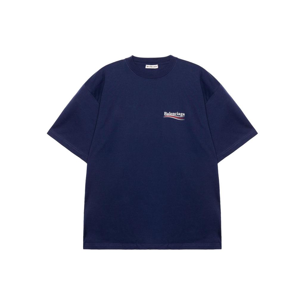 Balenciaga Женская темно-синяя свободная футболка с опущенными плечами 641655TIV521195