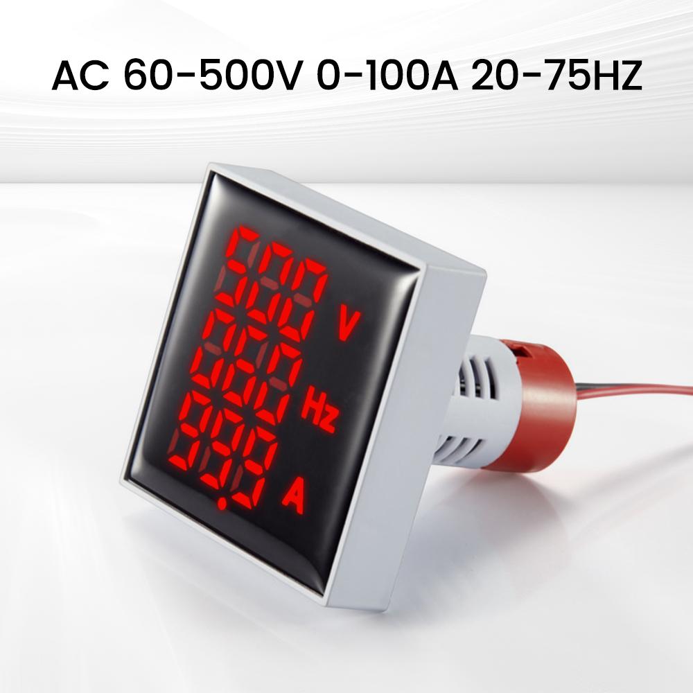3 in 1 LED Digital Voltage Current And Frequency Meter AC 60-500V 0-100A for Equipment Failure Construction Signal Indicators