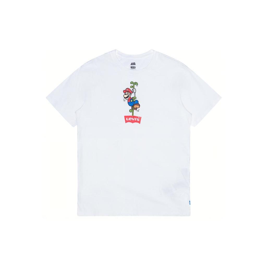 Футболка с коротким рукавом Levis X Super Mario Cartoon Print Crew Neck для мужчин, белая 22491-0711