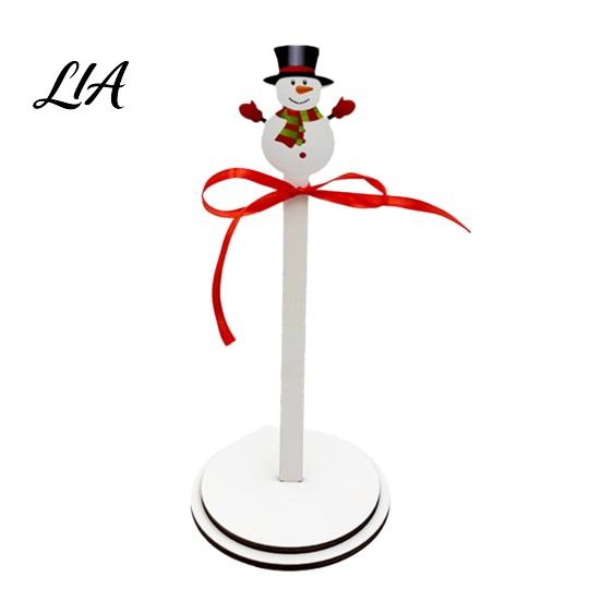 Rustic Wooden Paper Holder Christmas Towel Holder, 2D Roll Dispenser with Snowman Holiday Dining Table Decor Santa Patterns, Decorative Tissue