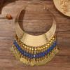 Multi-layer Tassel Inlaid with Diamonds Exaggerated Ethnic Style Pattern Collar Collar
