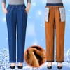 Женские зимние джинсы больших размеров, повседневные брюки с эластичной резинкой на талии, теплые брюки, зимние джинсы