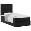 Lit ottoman - 90x190 cm - Similicuir noir - Rangement sous le lit - Mécanisme de levage hydraulique