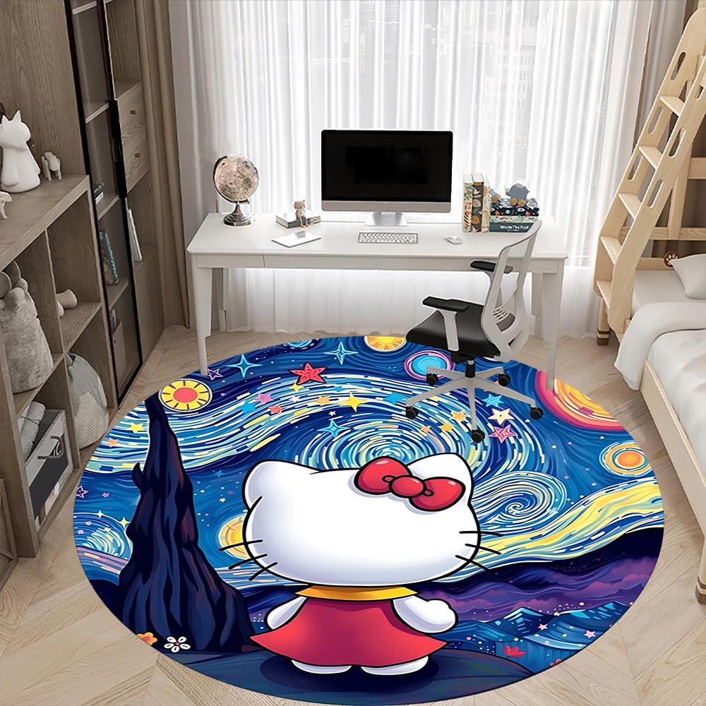 1 шт. Ковер-сиденье Hello Kitty для офиса, для помещений, нескользящий, моющийся, из полиэфирного волокна, коврик для офиса, можно стирать в машине