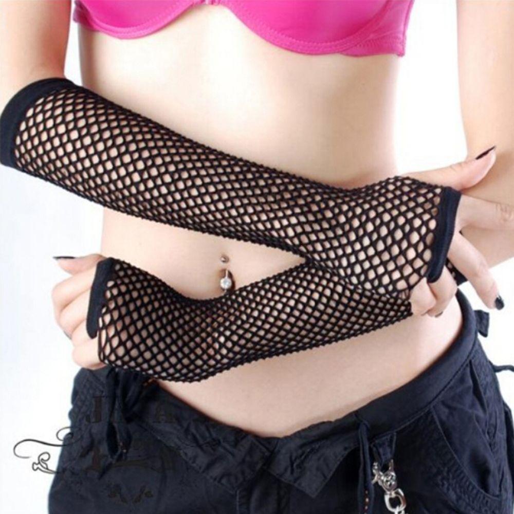 Готические женские длинные перчатки без пальцев из сетки для ночного клуба, панк-перчатки, сетчатые перчатки, длинные перчатки