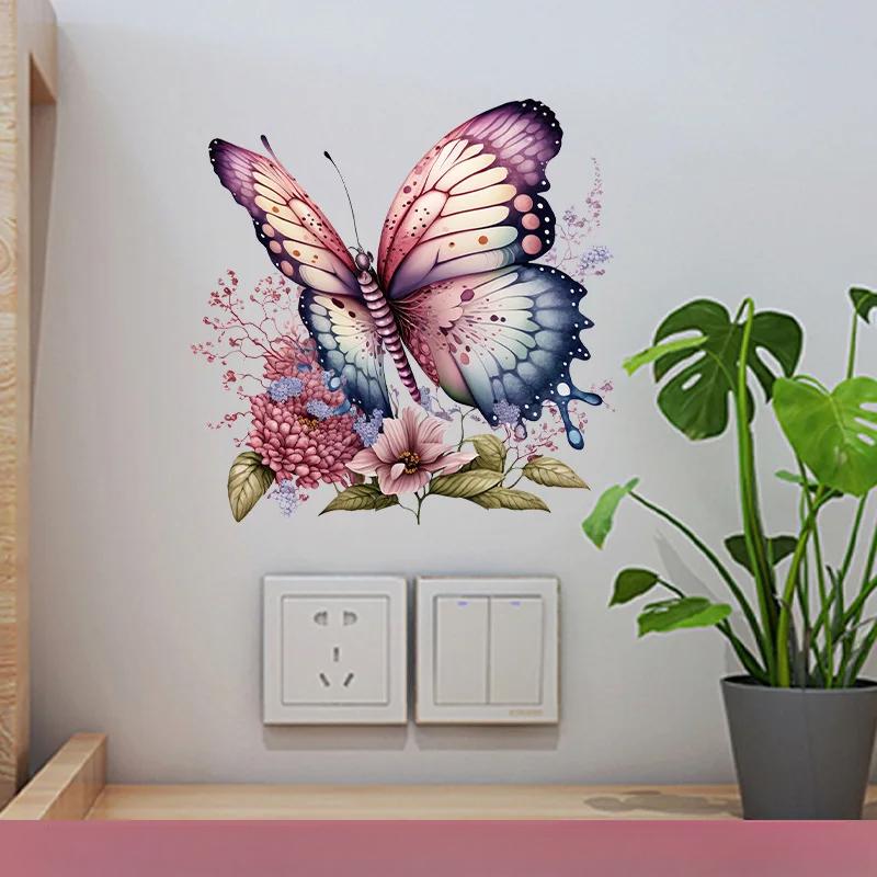 1 шт. красочная бабочка теплая спальня окно наклейка фон настенное украшение ванная комната плитка туалет украшение наклейка плакаты