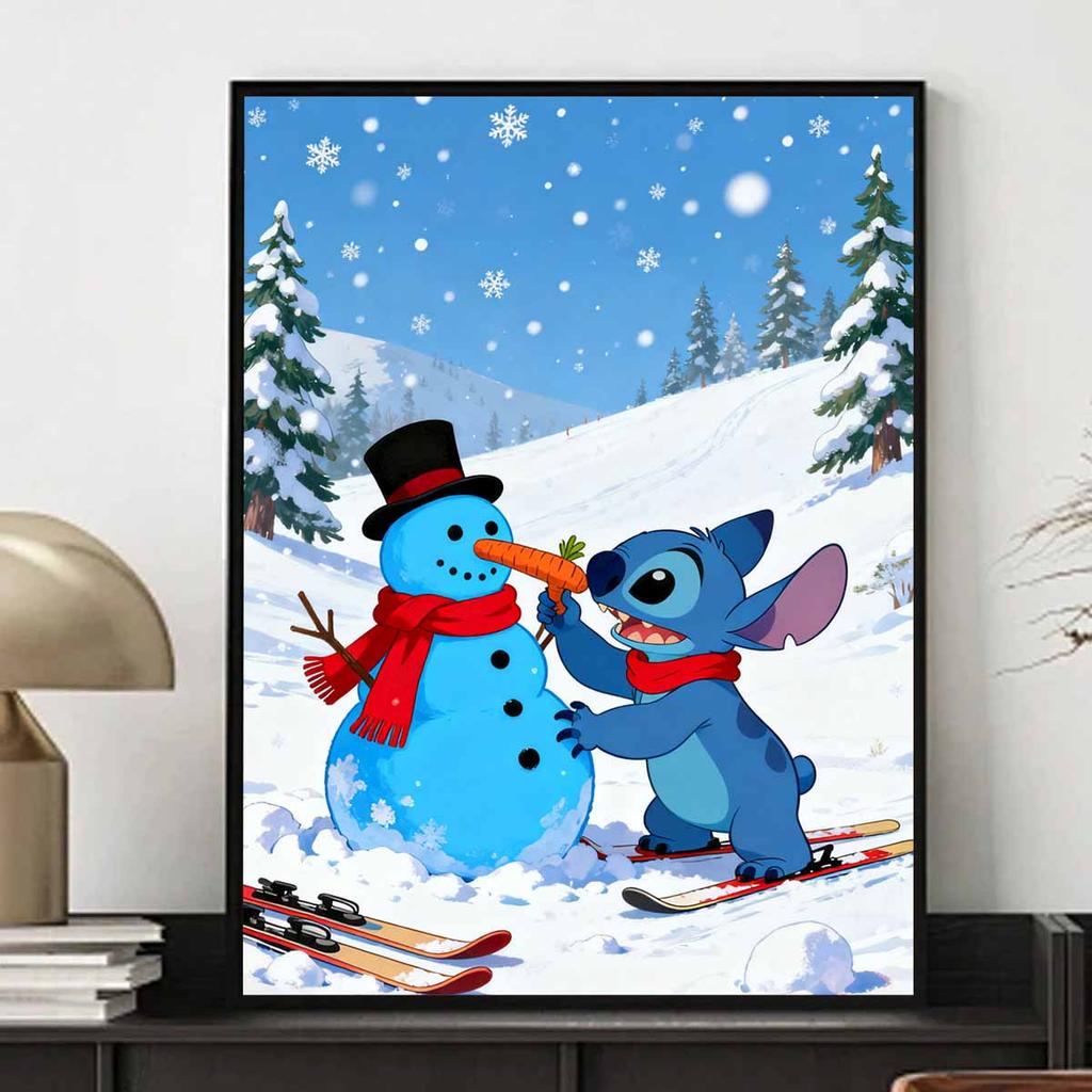 Disney Diamond Painting Stitch Making Snowman DIY Diamond Art Painting Set for Home Office Decoration Handmade Gifts