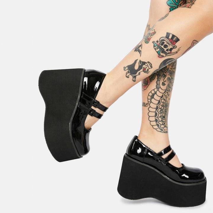 Женские туфли на плоской подошве из искусственной кожи на платформе JK Mary Jane, студенческие готические женские лоферы до щиколотки