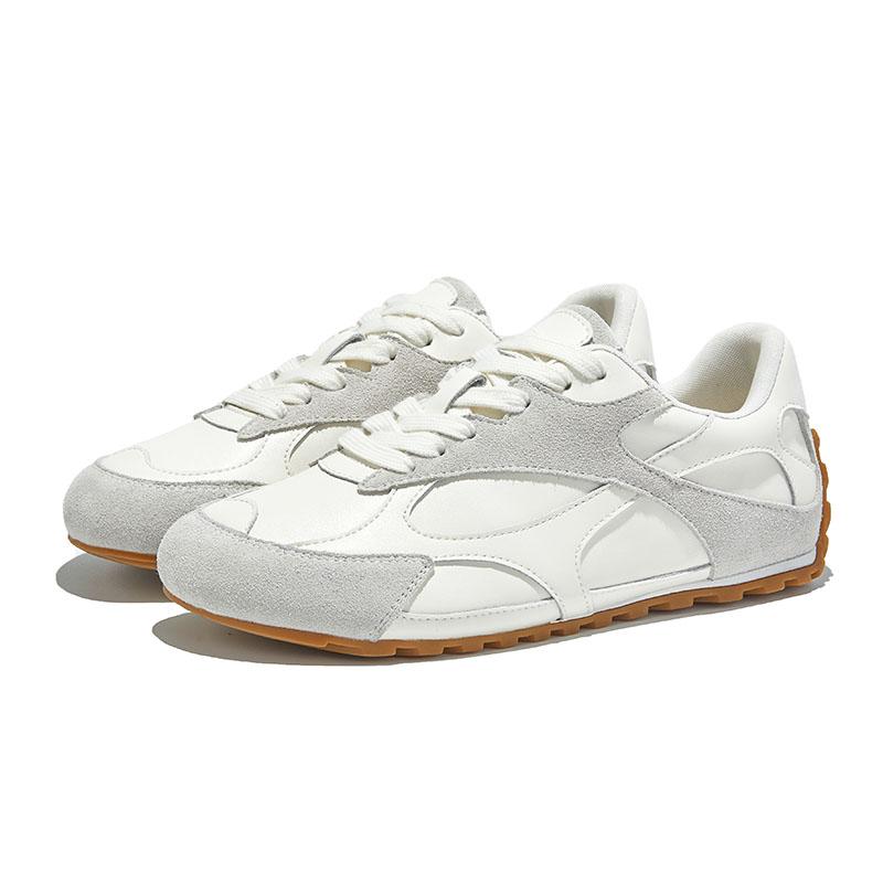 Мода Мода Смешанные Цвета На Шнуровке Бренд Плоские Кроссовки Женские Удобные Нескользящие Беговые Туфли Дерби Большой Размер Повседневные Слипоны