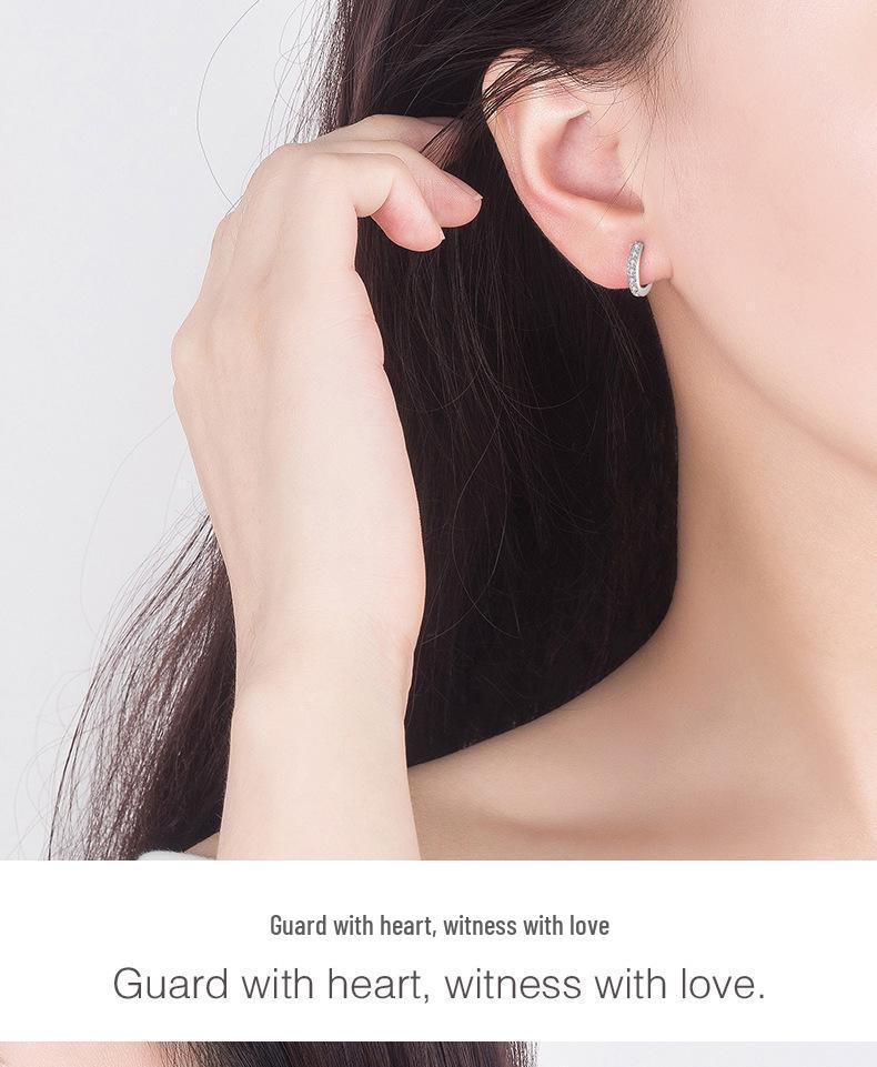 Korean Style S925 Sterling Silver Circle Earrings with Zircon Inlay – Women's Simple Studs
