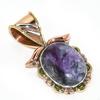 Natural Charoite Gemstone Two Tone 925 Solid Sterling Silver Pendant 1.25'' g0F77