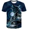 Summer 3D Digital Wolf Full-color Printed Trendy Short Sleeved T-shirt