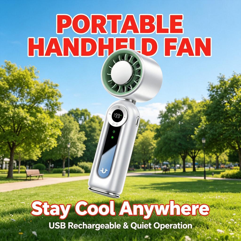 Ventilador de mano portátil con refrigeración por hielo, plegable, recargable por USB y silencioso