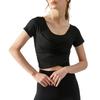 Yomoment Short Sleeve Shirt with Cross Stretch Padded Yoga Short Women's Front, Shirt, Wear, Top, Quick-Drying T-Shirt