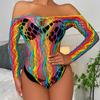 Women's Beach Casual Sexy Colored Mesh Shirt Transparent Tight Mesh Stockings Stockings Set Tight Fitting Clothing Ropa De Playa