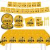 Graduation Season Theme Party Disposable Tableware Set Banner Pe Tablecloth Classroom Arrangement