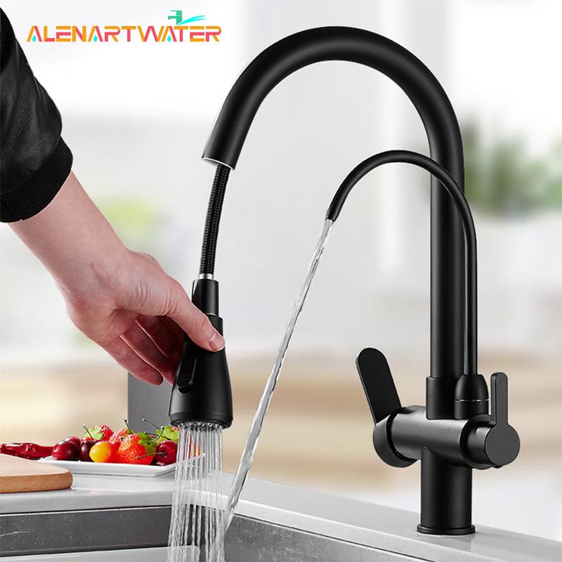 ALENARTWATER Кухонный кран для чистой воды, Вращающийся на 360 градусов кран-фильтр, Выдвижной излив, Смесители, Torneira