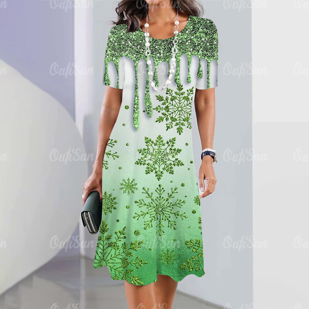 2025 New Women's Dresses Graphic  Print Elegant & Beautiful Midi Dresses Plus Size Female Summer One-piece Dress