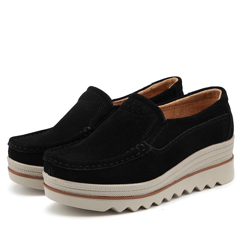 Весенняя женская обувь на плоской подошве, кроссовки на платформе, без шнуровки на плоской подошве, кожаные замшевые женские лоферы, мокасины, повседневная обувь, женские криперы 365