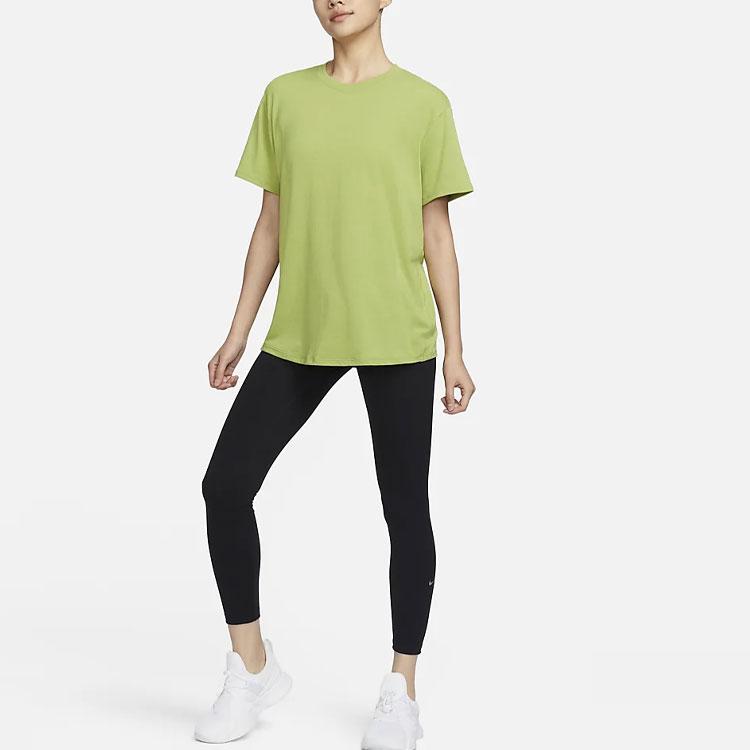 Nike Футболка с коротким рукавом и заниженной линией плеч, быстросохнущая, однотонная, с логотипом, женская, грушевидно-зеленая FN2815-377