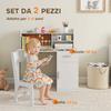 Children's Desk with Shelves, Cabinet, Drawer and Matching Children's Chair in White MDF