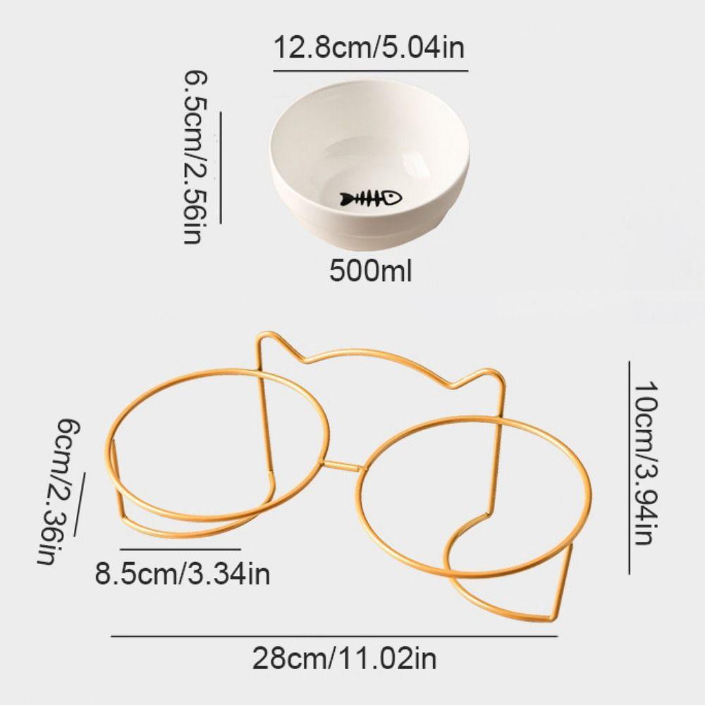 Круглая тарелка для котенка, двойная миска, керамическая миска для кошек, поилка для кошек, приподнятая поилка для щенков