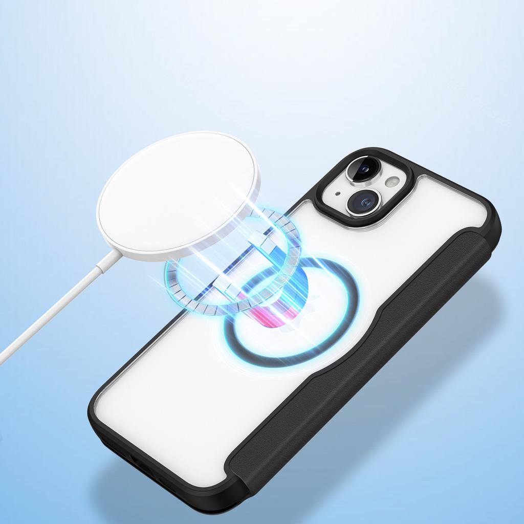 Dux Ducis Skin X Pro Case for iPhone 15 Plus with MagSafe & Flip Cover - Black