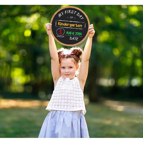 First and Last Day of School Chalkboard Sign 10.2" Double Sided Back to School Board for Kids Girls Boys Reble My First Day of Preschool Kindergarten