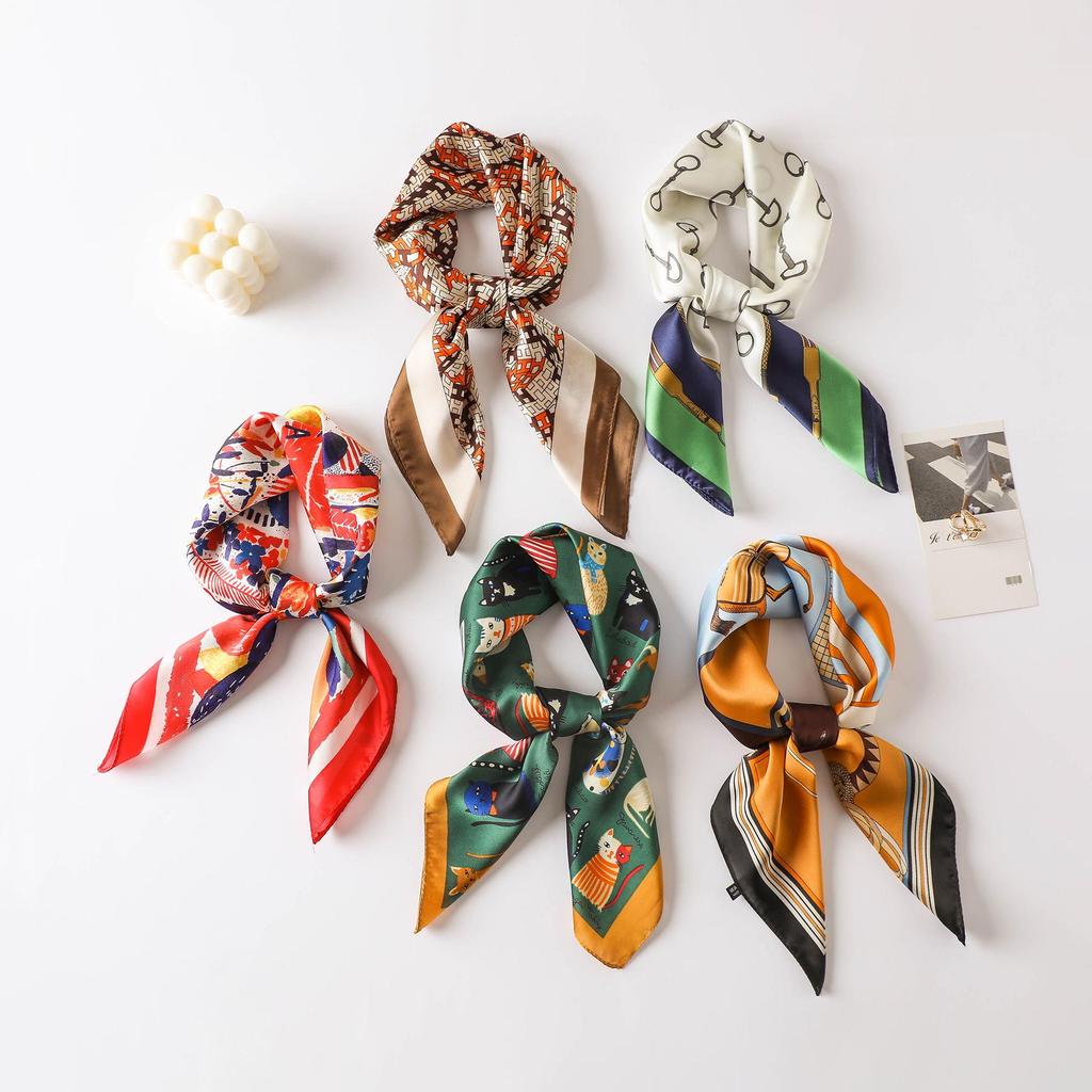 70cm Korean-Style Silk Square Scarf: Fashionable, Versatile Neck Protection and Decorative Accessory