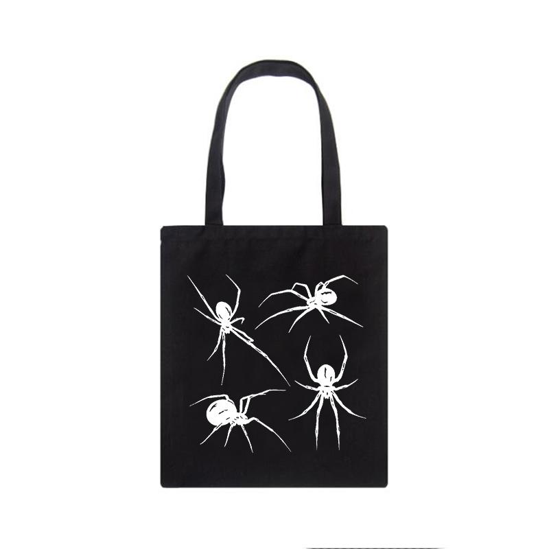 Японская холщовая сумка с принтом злого паука, повседневная новая темная женская сумка в стиле панк y2k, большая вместительная винтажная сумка-шоппер в стиле хип-хоп