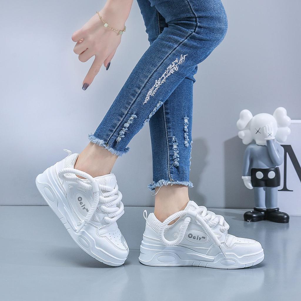 Soft Soled Bread Shoes for Women In Spring, Panda Shoes, Height Increasing Shoes, Versatile Casual Thick Soled Board Shoes for Women