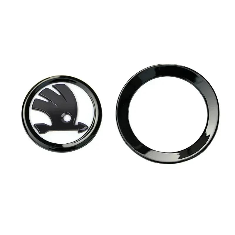 XOWS7 for Skoda 46MM Car Logo Steering Wheel Sticker Rapid Octavia Yeti Kodiaq Karoq Fabia Laura Superb VRS KAMIQ Scala Citigo