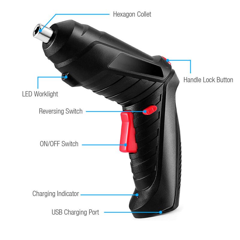48 в 1 аккумуляторная электрическая отвертка с эргономичной ручкой, дрель, бит электроинструмента