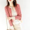 Cardigan Women's Sweater Plaid Jacket Autumn Long Sleeve Tops Skinny Short Knitwear