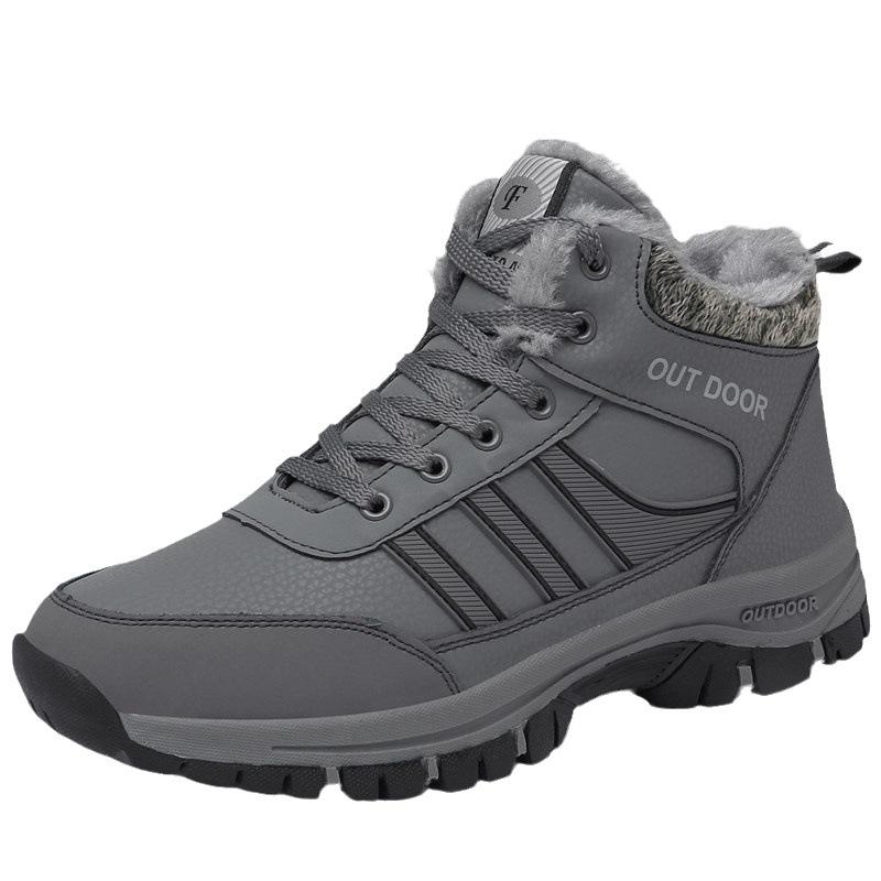 Winter elderly shoes thickened and velvet warm high-top shoes women's cotton shoes men's outdoor mountaineering casual large-size men's boots