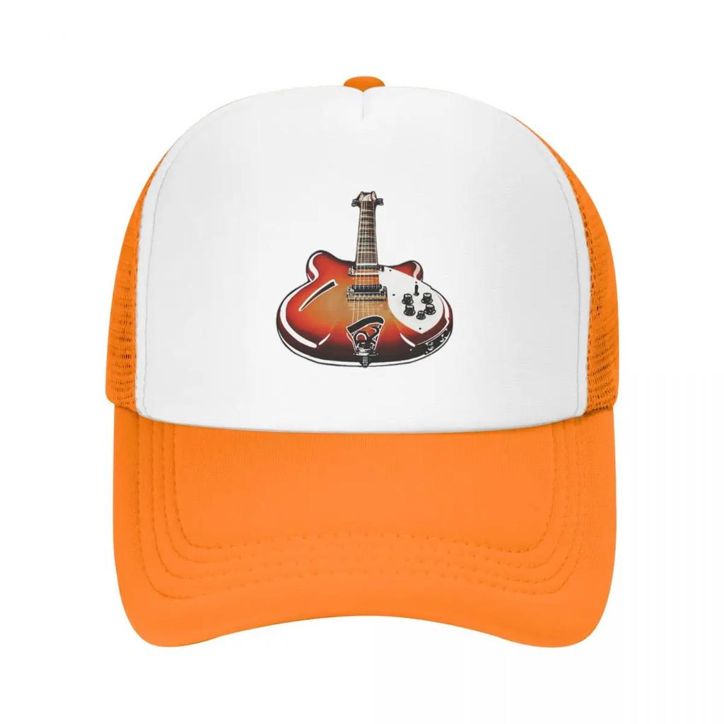 Rickenbacker 360 12 Sixties Electric Guitar Art Sunburst Pop Art Cap Mesh Baseball Caps Adjustable Hat Hip Hop Baseball Hats