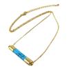 [Q1427] - Handmade 'Boho' Turquoise Gold Necklace - 32x6 Mm